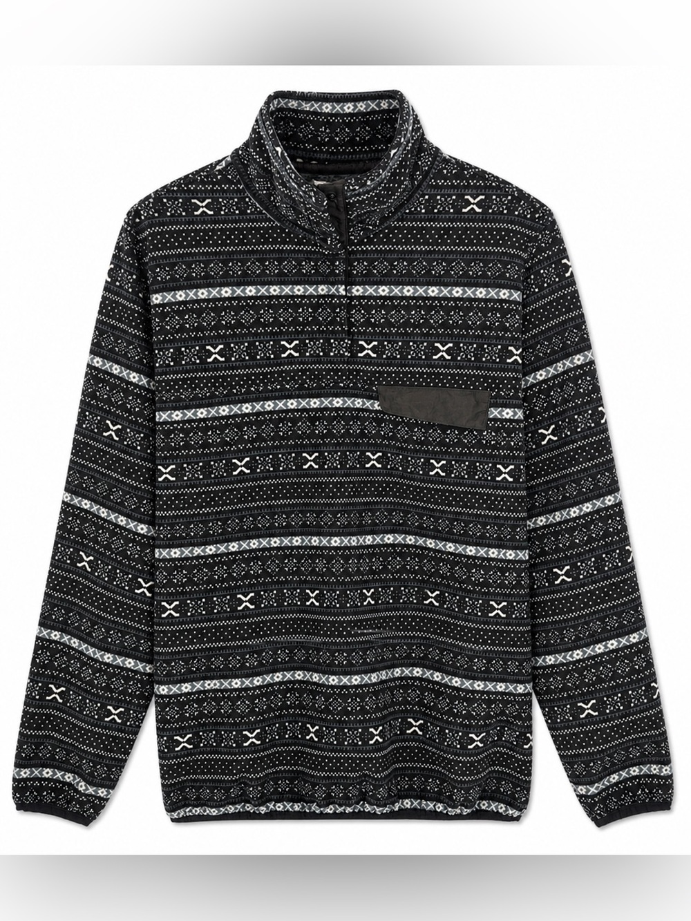 Jachs Cabin Black and White Patterned Quarter-Zip Sweater Sz L